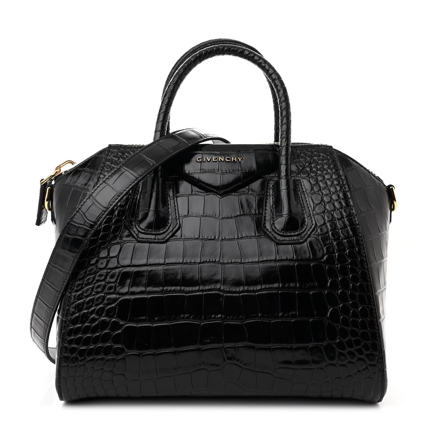 Givenchy Calfskin Crocodile Embossed Small Antigona Black 1 of 10