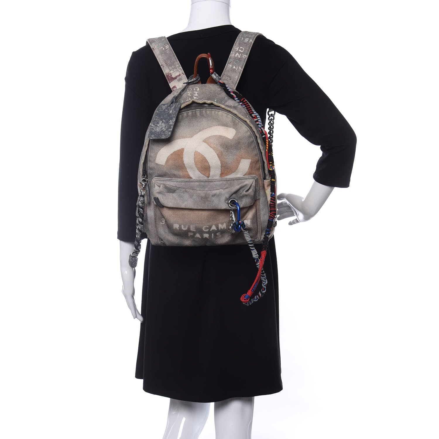 Chanel Graffiti Printed Canvas Medium Backpack Grey 2 of 12