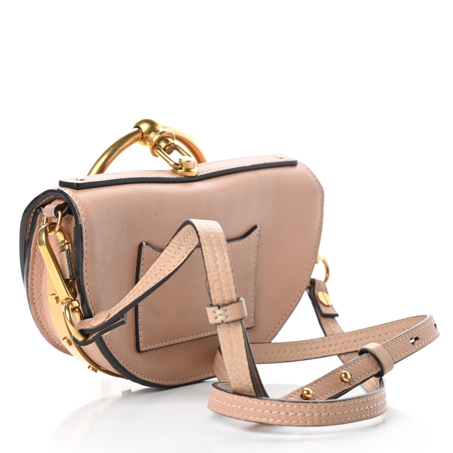 Chloe Calfskin Suede Patchwork Small Nile Bracelet Minaudiere Bag Beige Brown 3 of 15