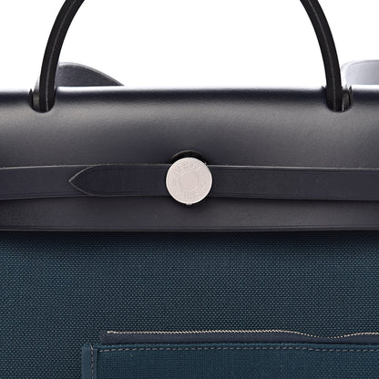 Hermes Vache Hunter Toile Herbag Zip 31 PM Bleu Nuit Bleu Ocean 13 of 14