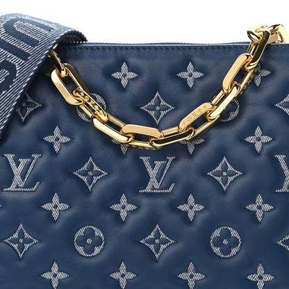 Louis Vuitton Lambskin Embossed Monogram Coussin PM Denim Blue 7 of 9