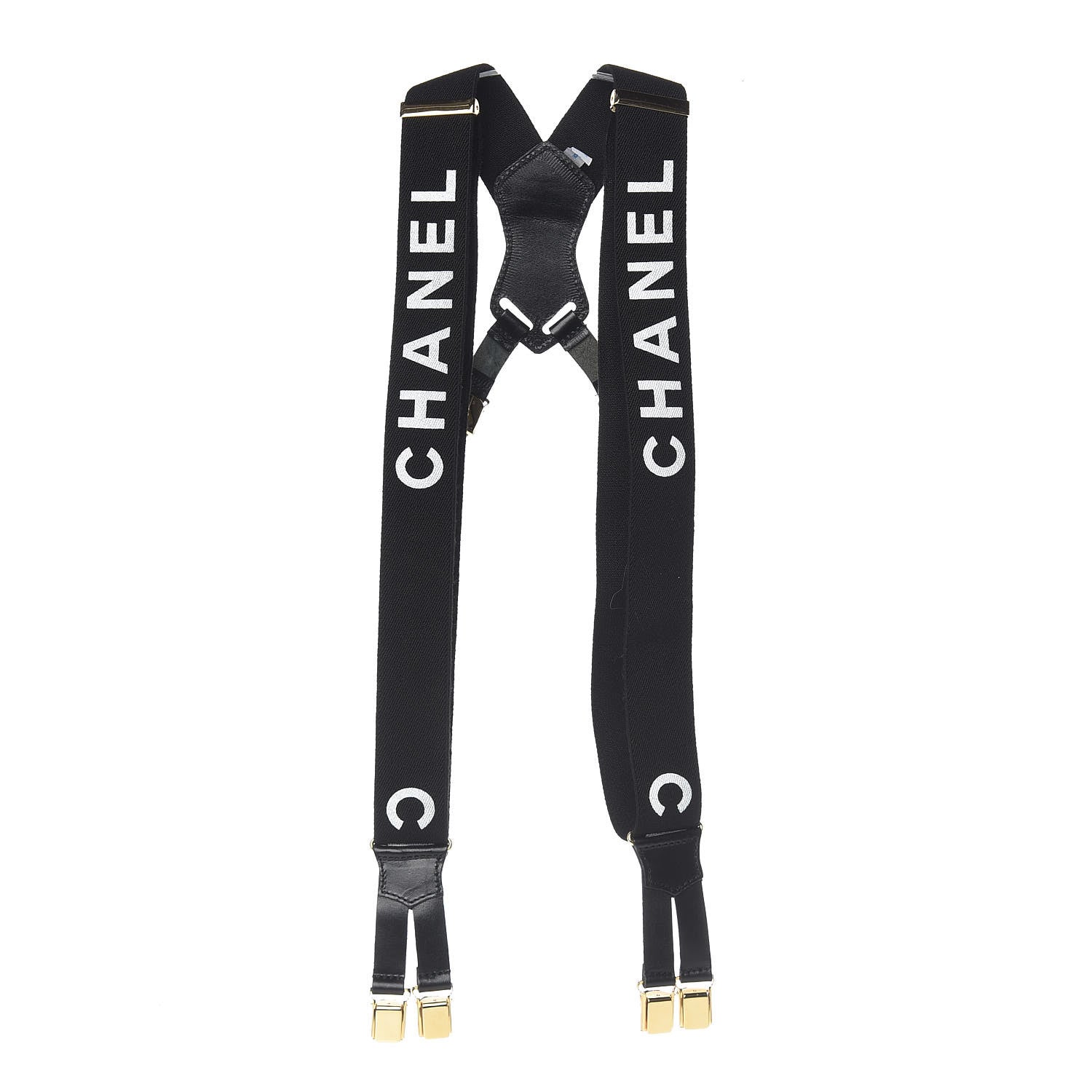 Chanel Logo Suspenders Black White 1 of 8