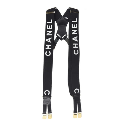 Chanel Logo Suspenders Black White 1 of 8