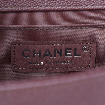 Chanel Metallic Caviar Chevron Quilted Medium Boy Flap Dark Pink 6 of 9
