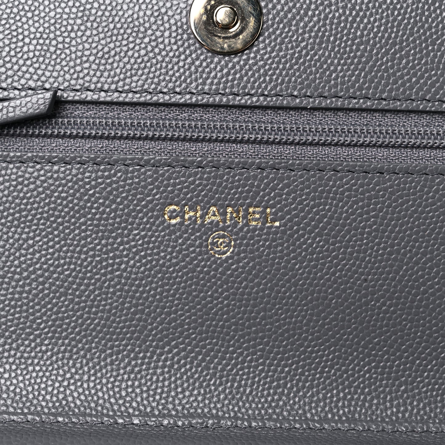Caviar Quilted French New Wave Chain CC Wallet On Chain WOC Grey