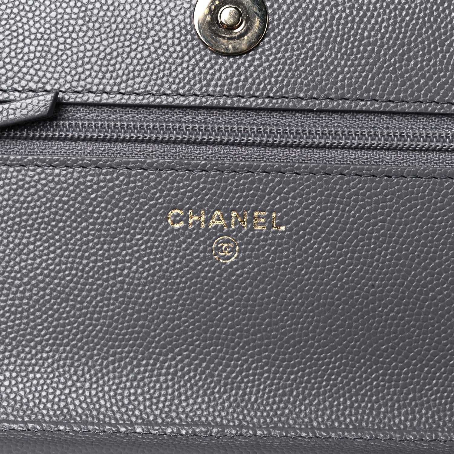Chanel Caviar Quilted French New Wave Chain CC Wallet On Chain WOC Grey 5 of 11