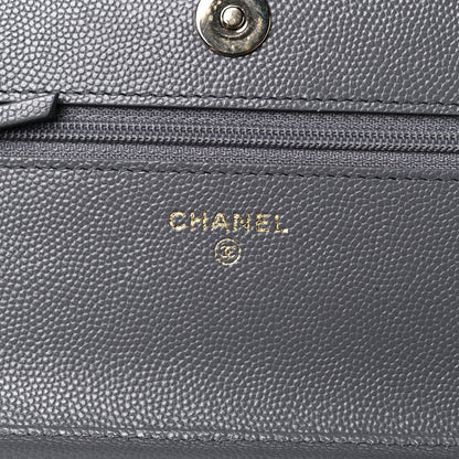 Chanel Caviar Quilted French New Wave Chain CC Wallet On Chain WOC Grey 5 of 11