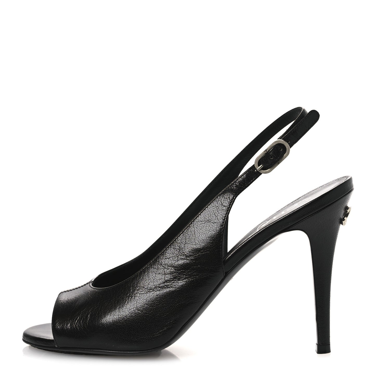 Goatskin Slingback Sandals 39.5 Black