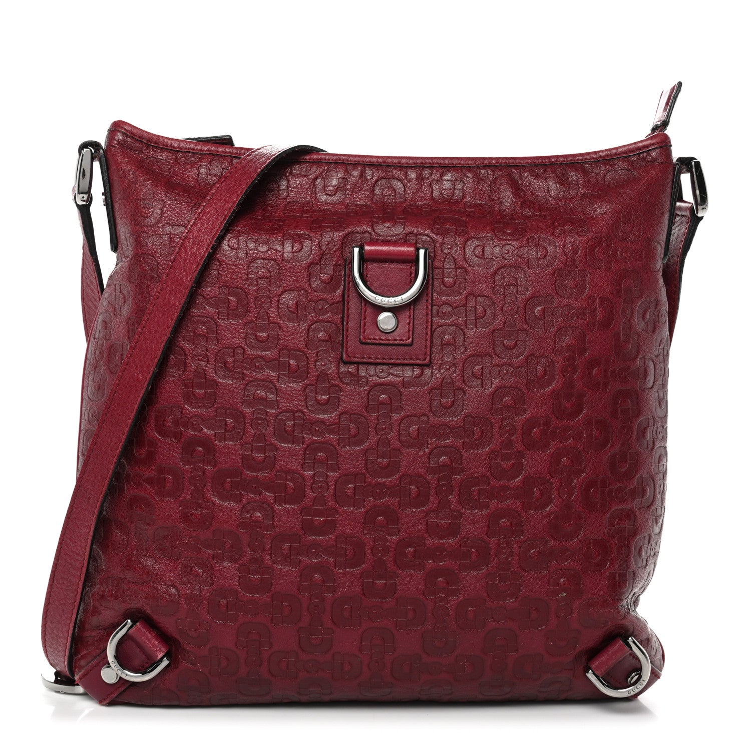 Gucci Calfskin Horsebit Embossed Abbey Messenger Red 1 of 16