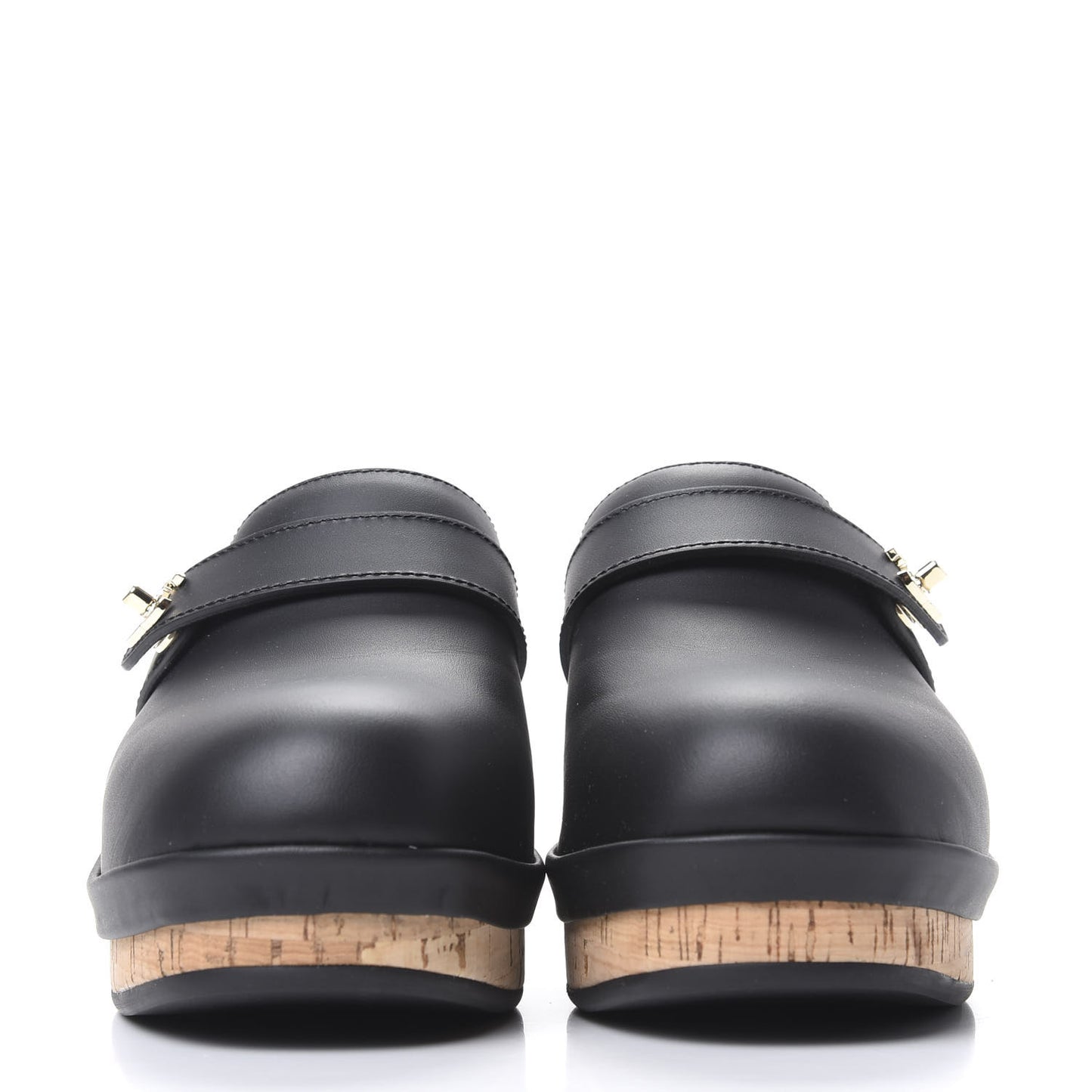 Calfskin CC Turn Lock Clogs 37 Black