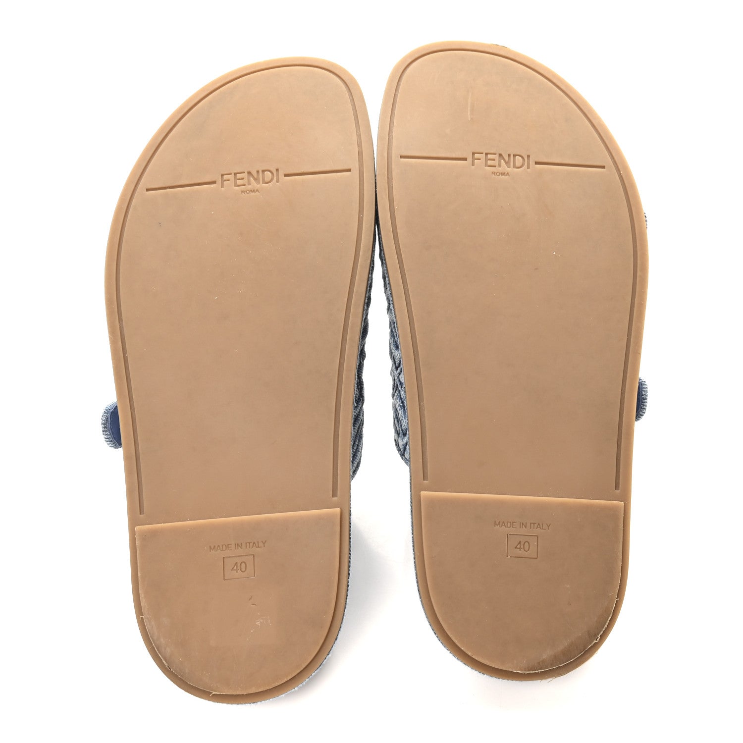 Fendi Denim FF Quilted Fendi Feel Buckled Slide Sandals 40 Blue 6 of 10