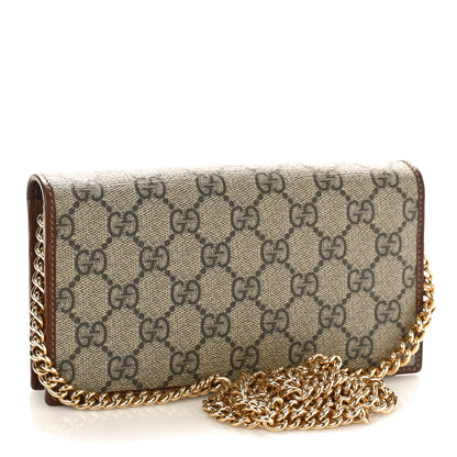 Gucci GG Supreme Monogram Azalea Calfskin Horsebit 1955 Wallet On Chain Beige Ebony Brown Sugar 3 of 8