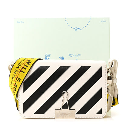 Off-White Saffiano Striped Mini Diag Binder Clip Bag White Black Yellow 10 of 10