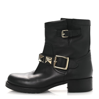 Valentino Garavani Calfskin Lock Studded 30mm Biker Boots 38 Black 1 of 13