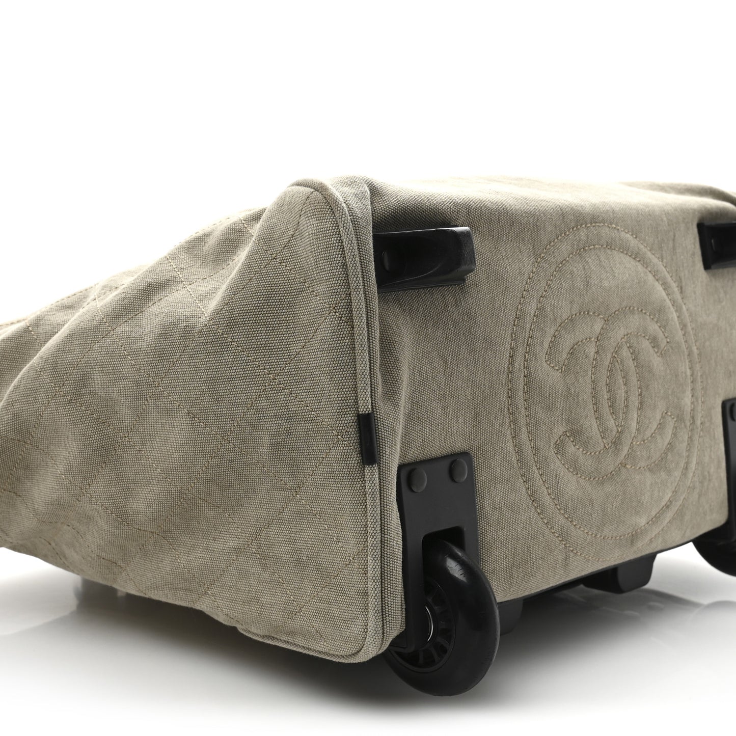 Washed Toile Calfskin Quilted Trolley Beige Black