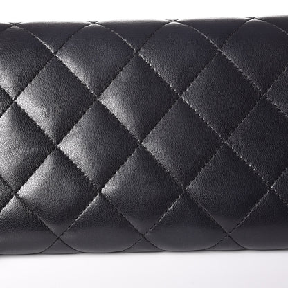 Chanel Lambskin Quilted Large Gusset Flap Wallet Black 9 of 10