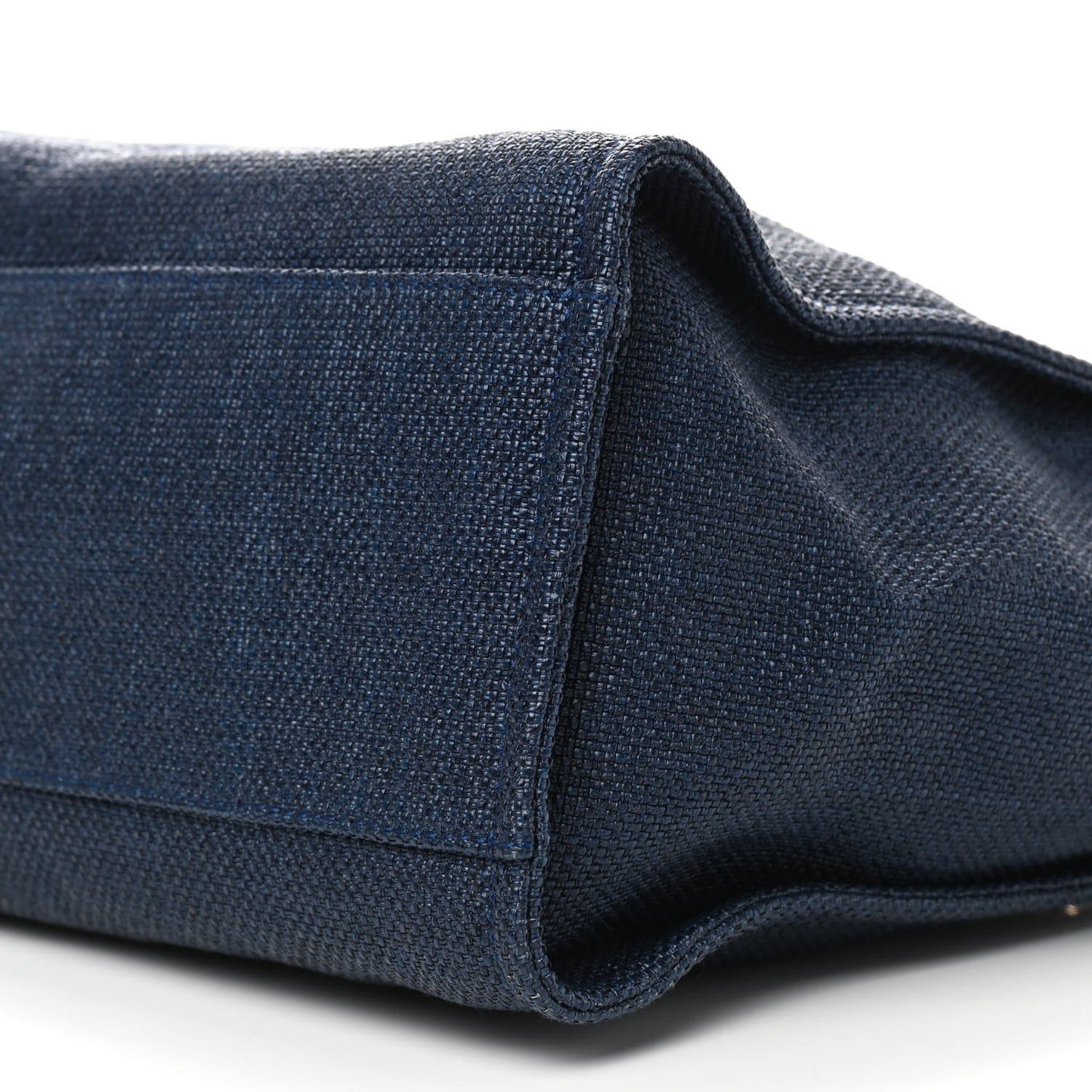 Woven Straw Raffia Large Deauville Tote Dark Blue