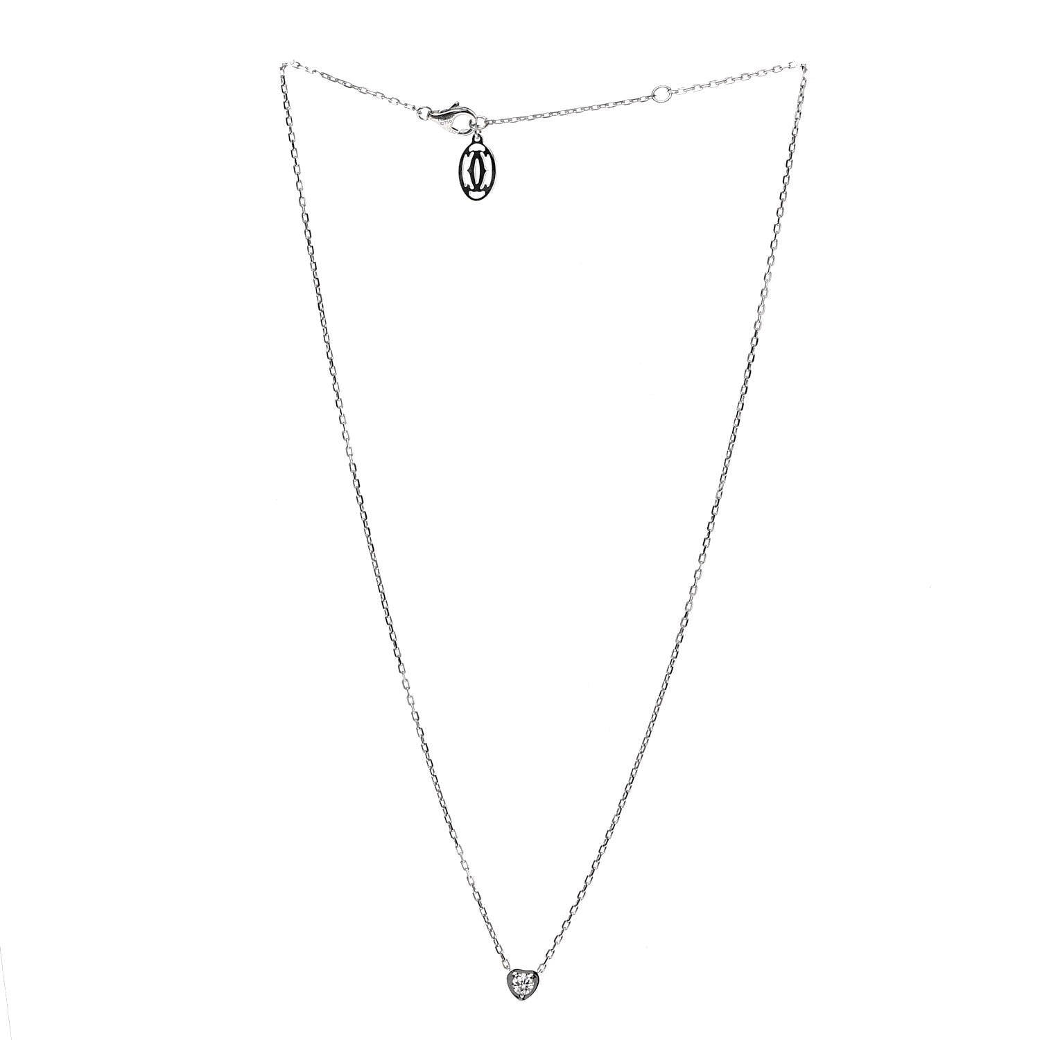 Cartier 18K White Gold Diamond D'Amour Heart Pendant Necklace 3 of 6