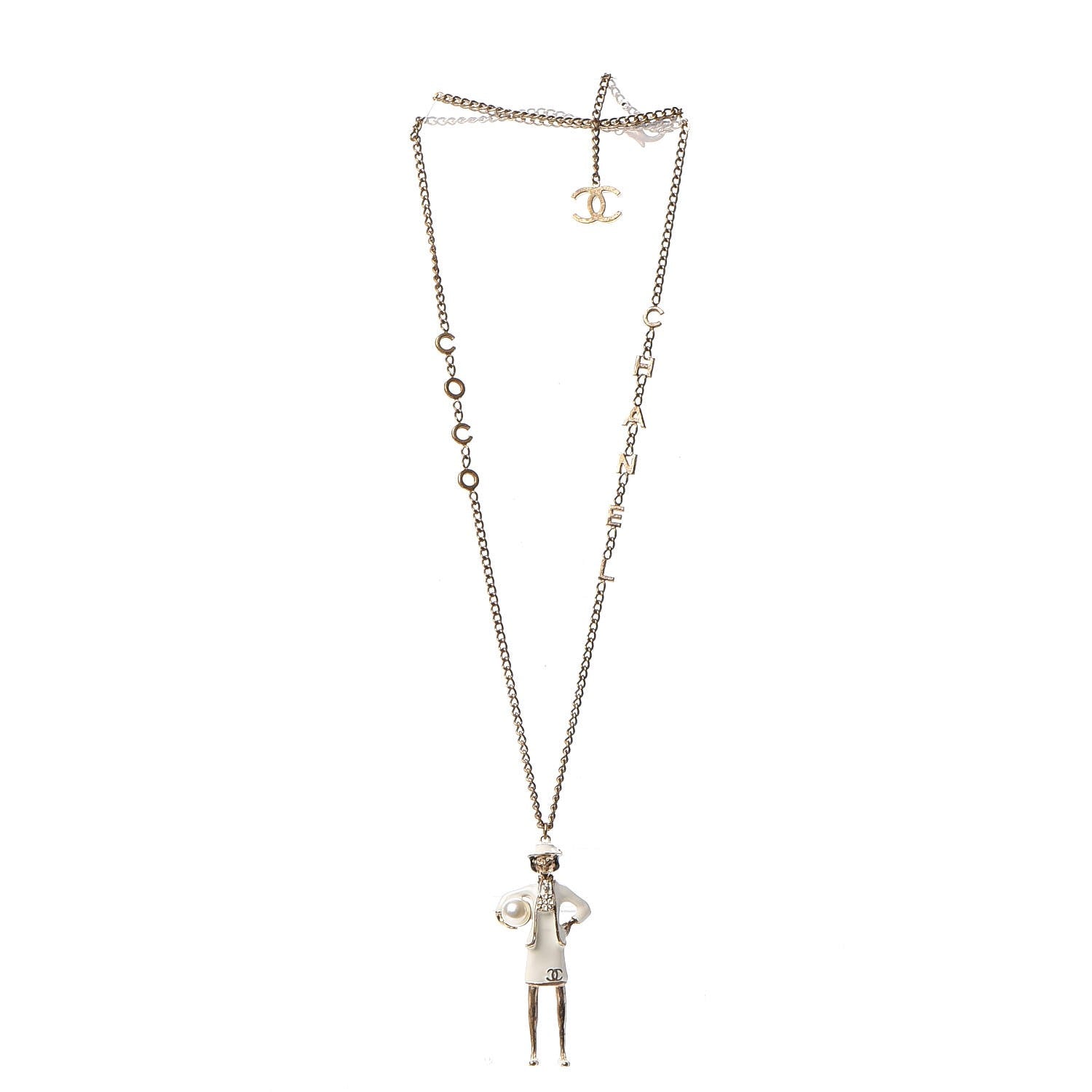 Chanel Coco CC Pendant Necklace Gold 3 of 10
