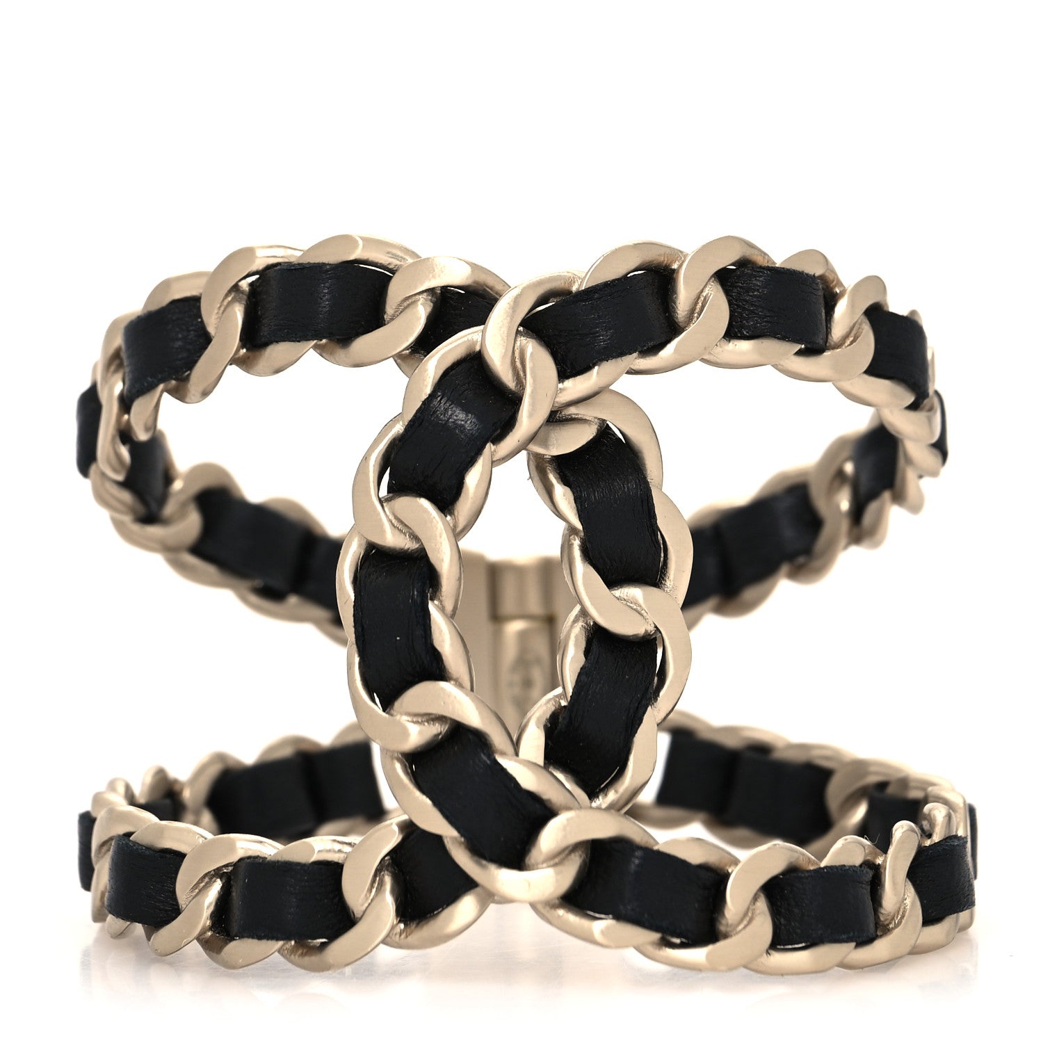 Chanel Lambskin Chain CC Cuff Black Gold 1 of 5