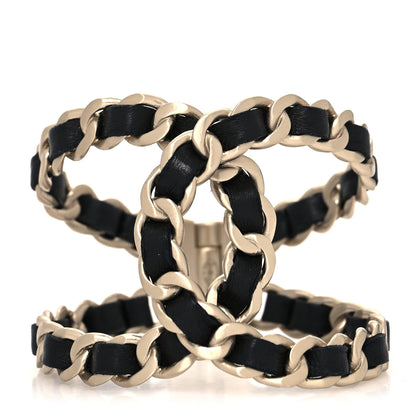 Chanel Lambskin Chain CC Cuff Black Gold 1 of 5