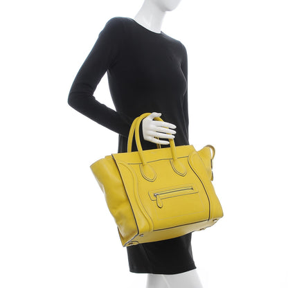 Celine Drummed Calfskin Mini Luggage Citron 2 of 18