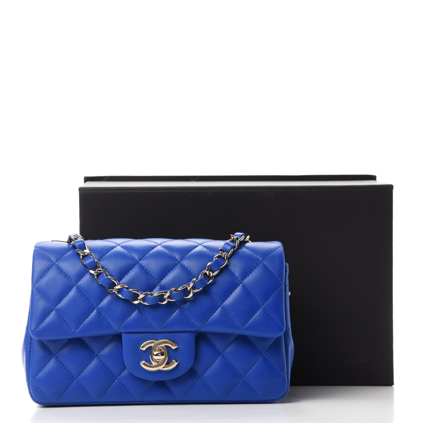 Lambskin Quilted Mini Rectangular Flap Royal Blue