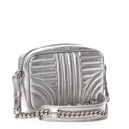 Prada Metallic Nappa Impunture Diagramme Crossbody Cromo 3 of 13