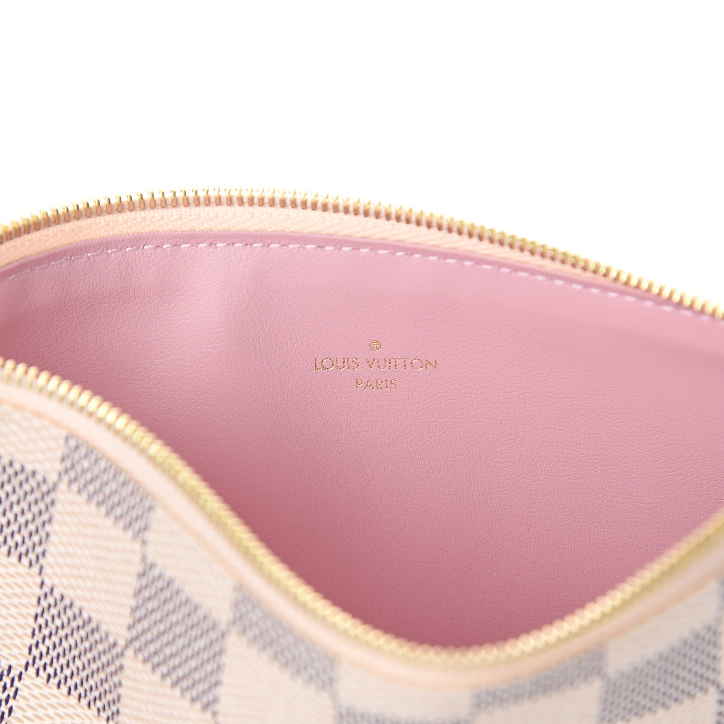 Damier Azur Felicie Chain Wallet Zippered Insert Rose Ballerine