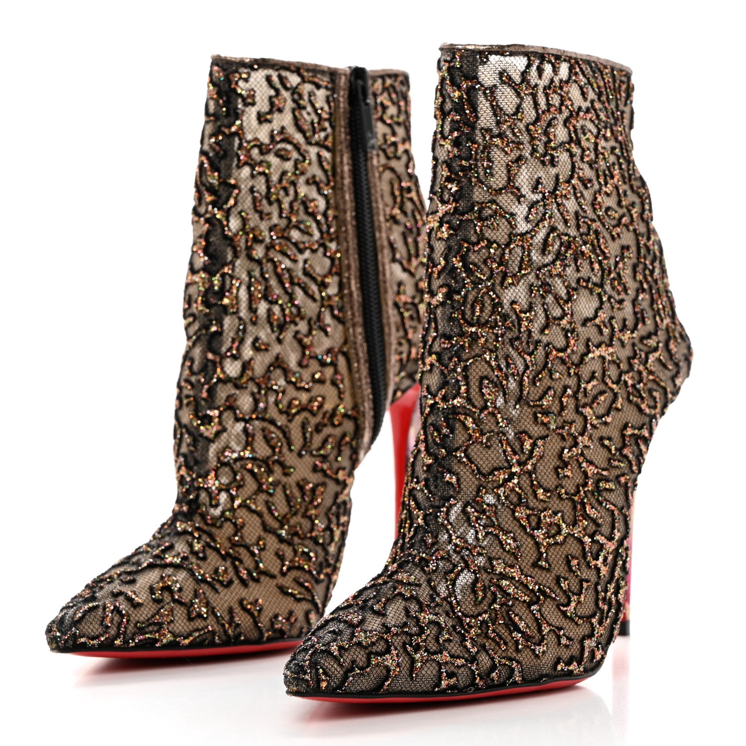 Christian Louboutin Mesh Glitter Nancy Bootie 100 Ankle Boots 36.5 Black 3 of 7