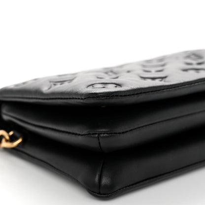 Louis Vuitton Lambskin Embossed Monogram Pochette Coussin Black 9 of 10