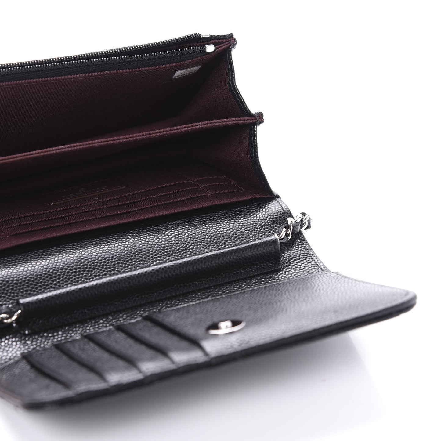 Caviar Quilted Mini Wallet On Chain WOC Black