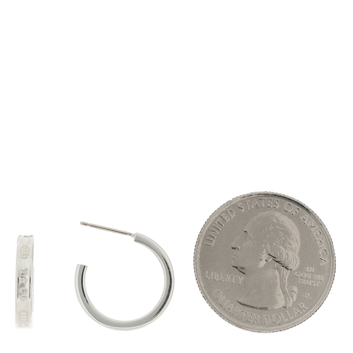 Tiffany Sterling Silver 1837 Small Narrow Hoop Earrings 2 of 4
