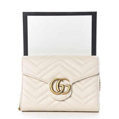 Gucci Calfskin Matelasse GG Marmont Chain Wallet Mystic White 18 of 18