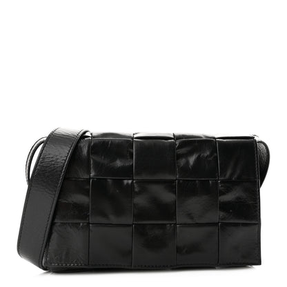 Bottega Veneta Paper Calfskin Maxi Intreccio Cassette Crossbody Bag Black 1 of 10