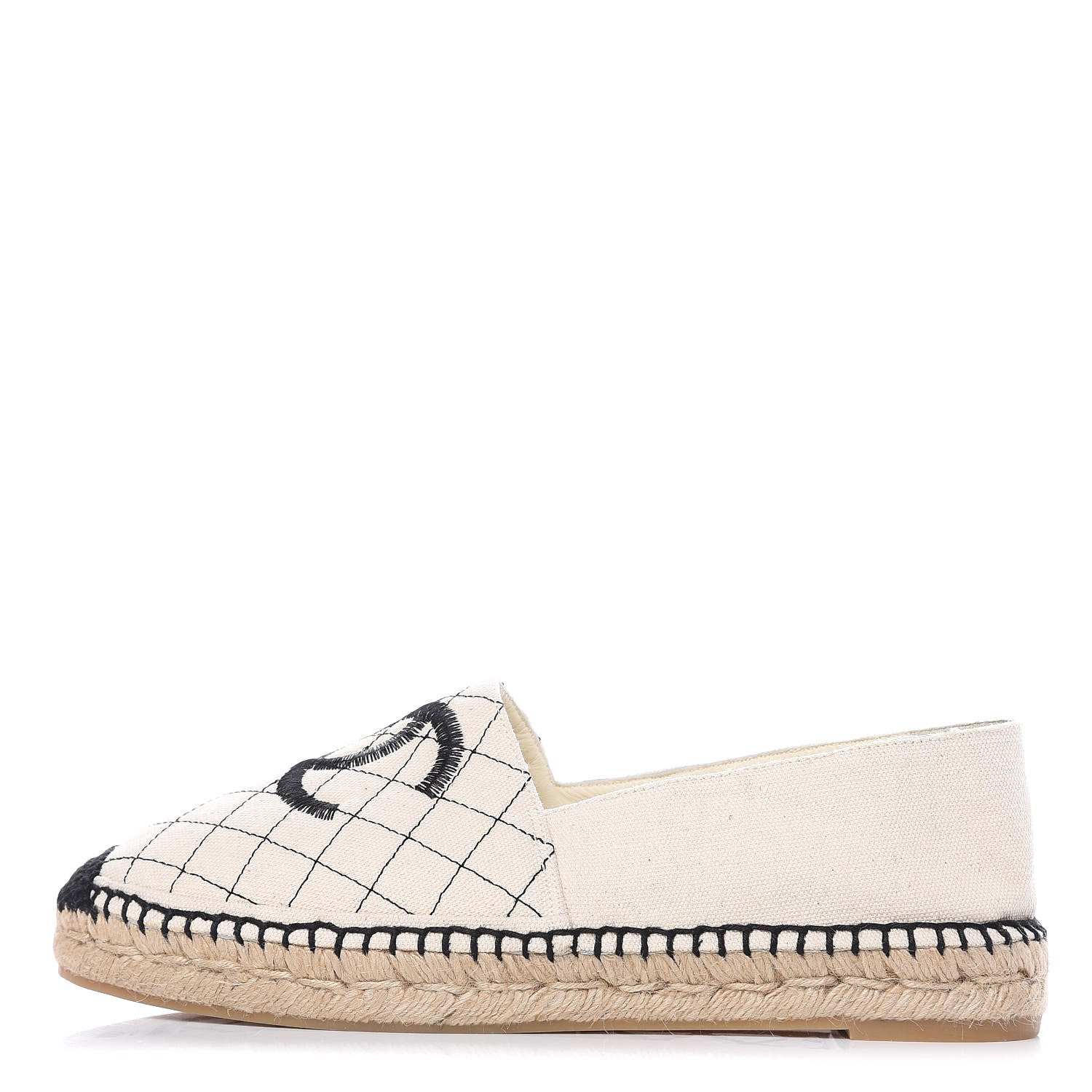 Chanel Fabric Biarritz CC Espadrilles 41 Beige Black 1 of 9