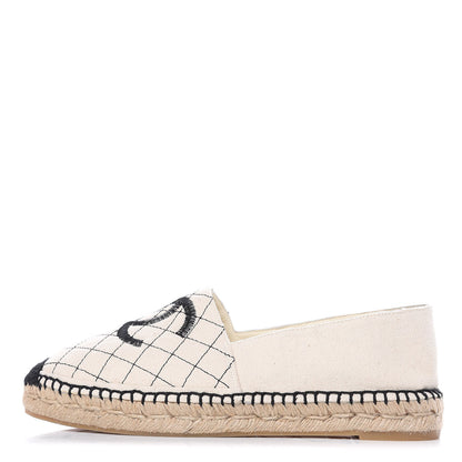 Chanel Fabric Biarritz CC Espadrilles 41 Beige Black 1 of 9