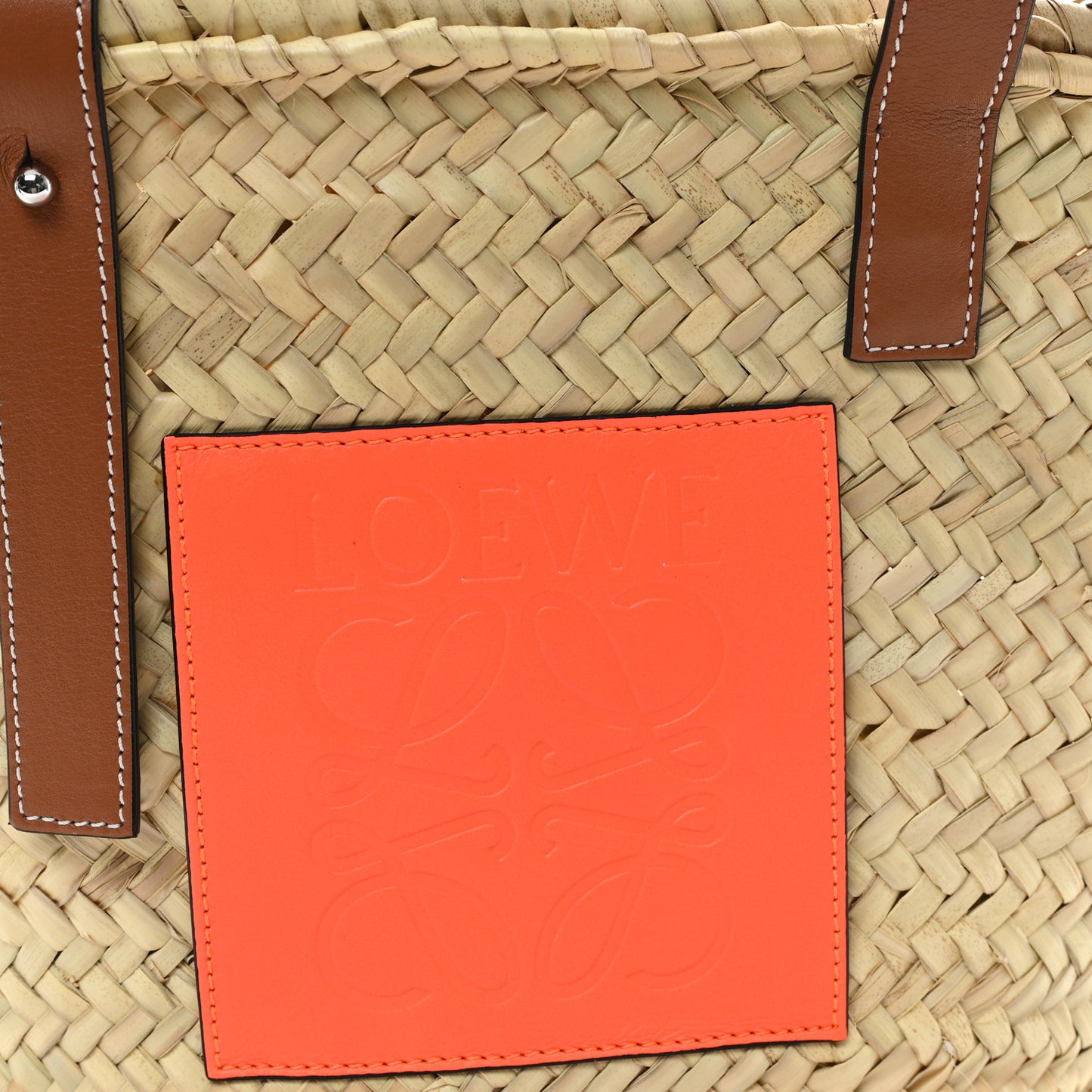 Raffia Basket Tote Bag Natural Tan Orange
