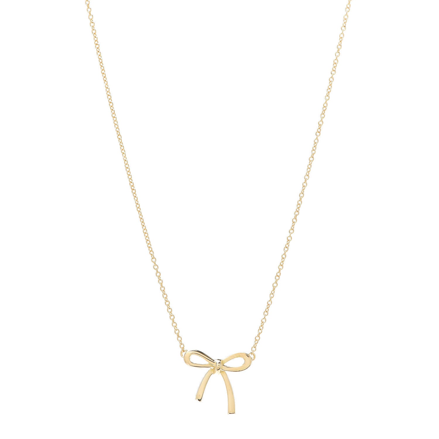 Tiffany 18K Yellow Gold Mini Bow Pendant Necklace 1 of 6