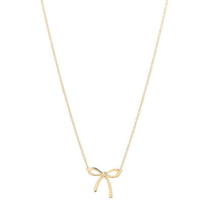 Tiffany 18K Yellow Gold Mini Bow Pendant Necklace 1 of 6