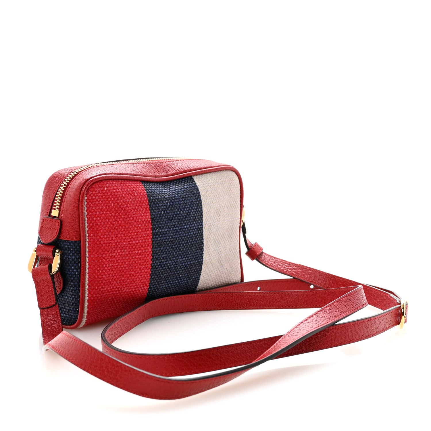 Gucci Canvas Sylvie Stripe Mini Ophidia Camera Bag Mystic White Hibiscus Red Maritime 2 of 9