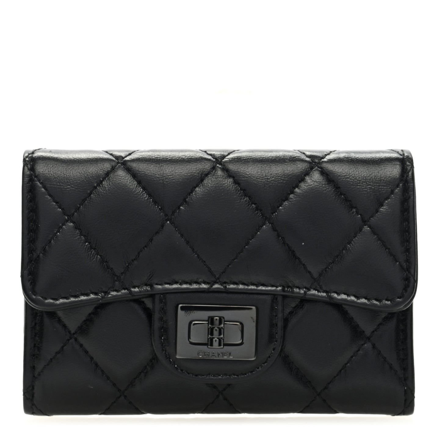 Aged Calfskin Quilted Reissue Flap Card Holder So Black