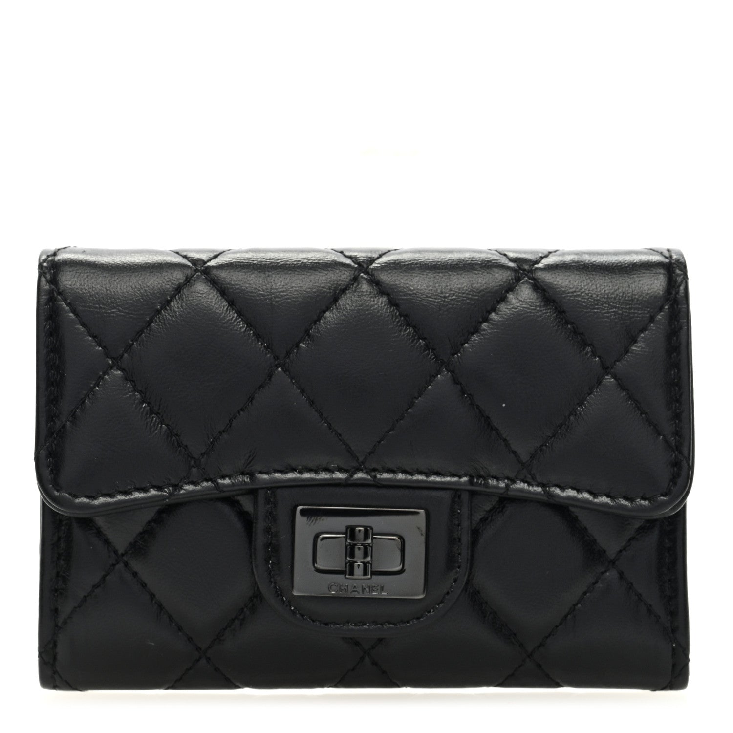 Chanel Aged Calfskin Quilted Reissue Flap Card Holder So Black 1 of 8