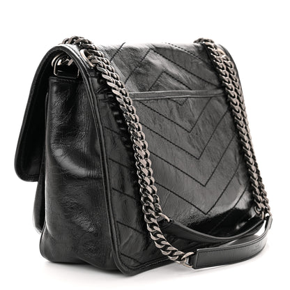 Saint Laurent SAINT LAURENT Crinkled Calfskin Matelasse Monogram Medium Niki Chain Satchel Black 2 of 9