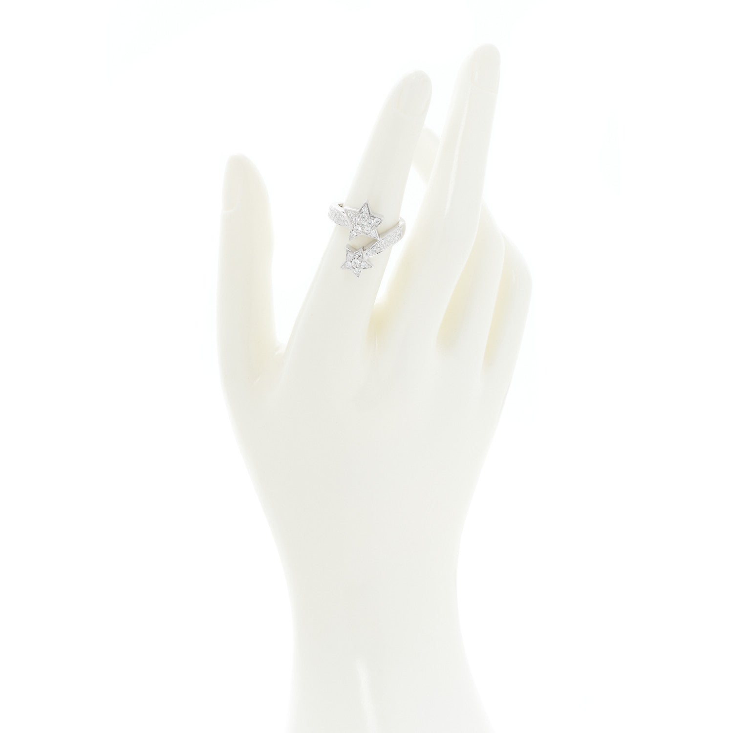 Chanel 18K White Gold Diamond Comete Geode Ring 52 6 2 of 5