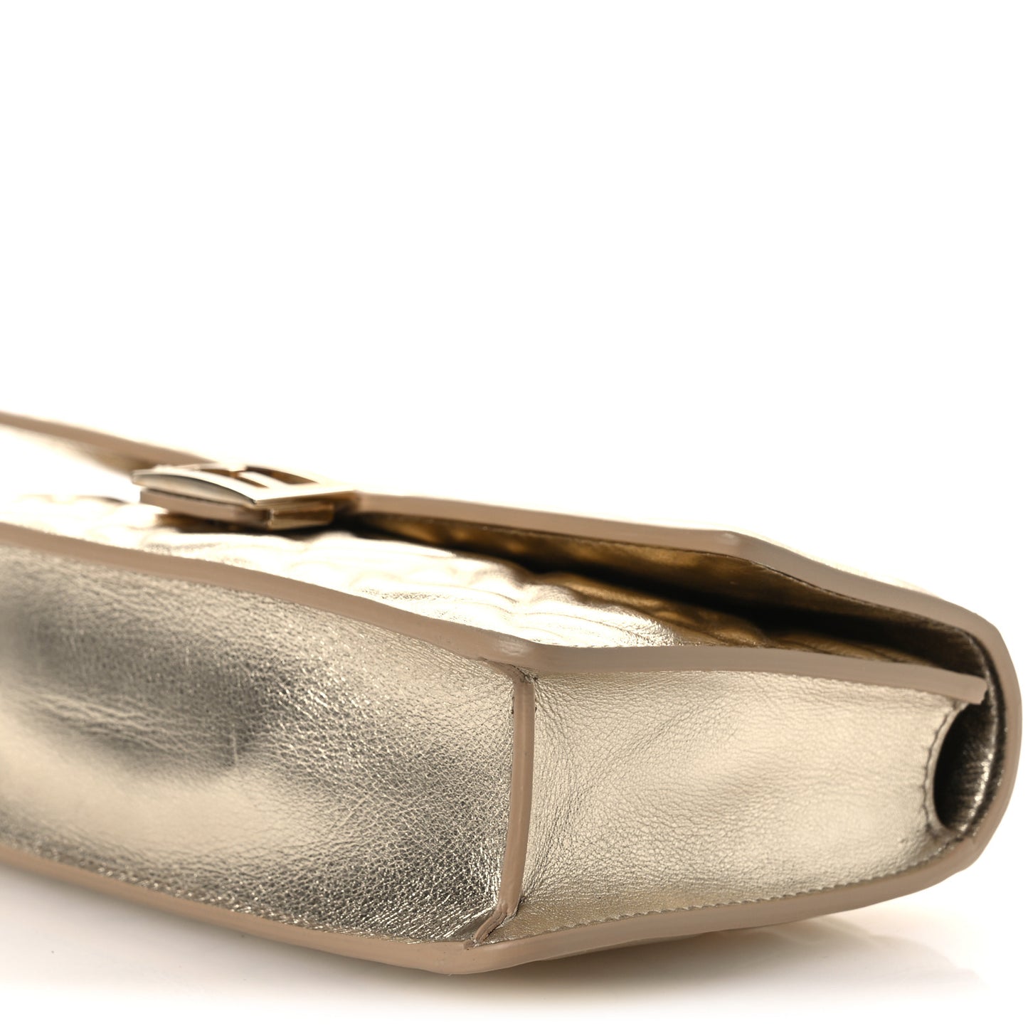 Metallic Nappa Matisse FF Embossed Wallet On Chain Platino