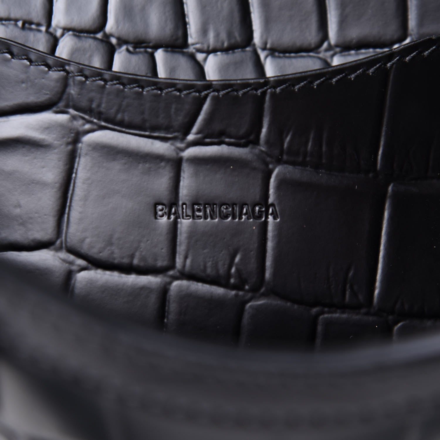 Balenciaga Semi Shiny Calfskin Crocodile Embossed Neo Classic Black Hardware Mini City Black 6 of 16