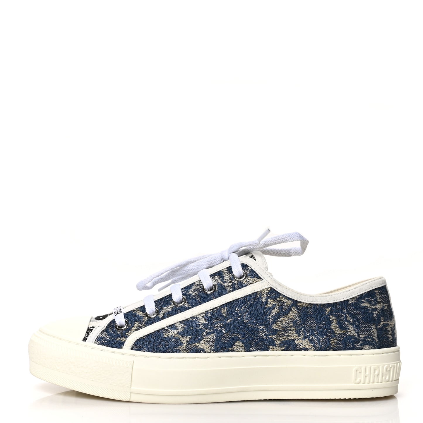 Denim Brocart Embroidered Walk'N'Dior Low Top Sneakers 38.5 Duck Blue