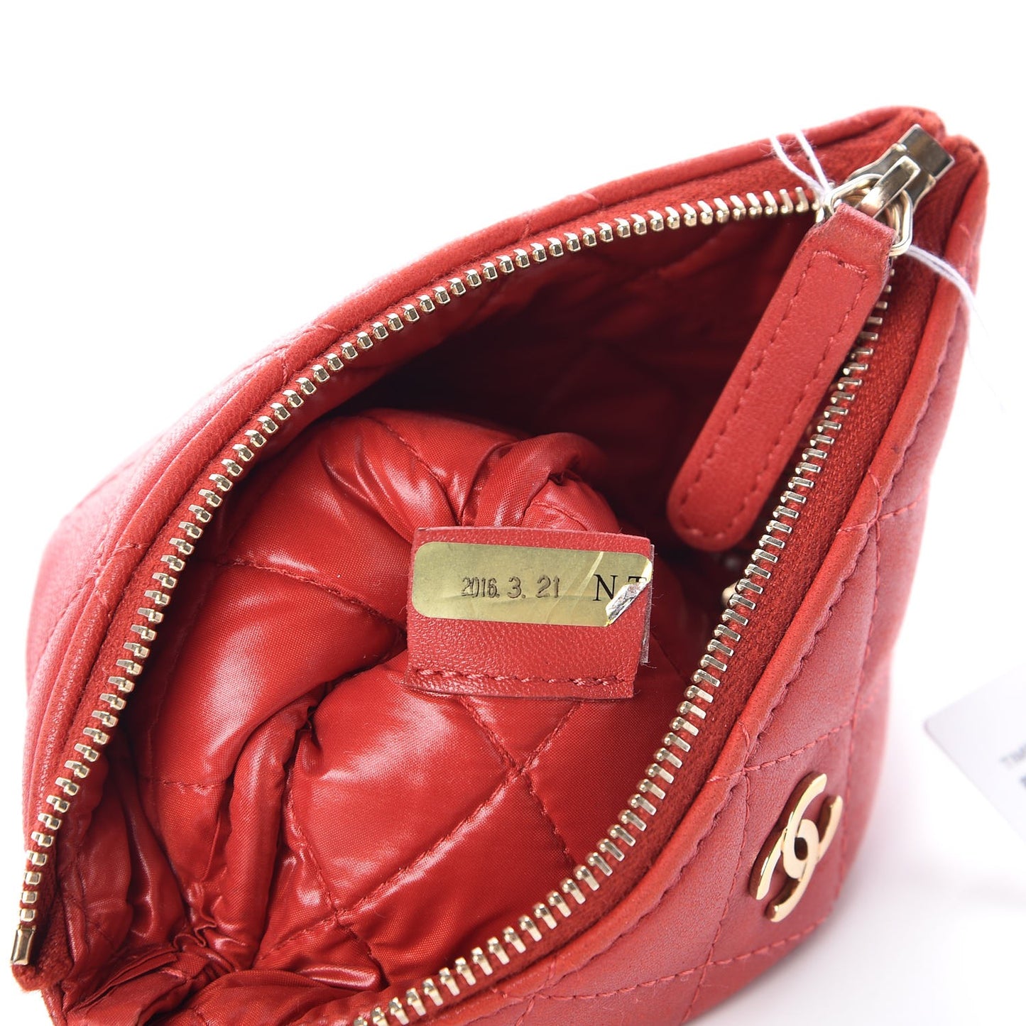 Lambskin Quilted Small Casino Cosmetic Case Red