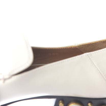 Gucci Betis Glamour Calfskin Web Pearl Embellished Peyton 35mm Loafer Pumps 37 Mystic White 11 of 12
